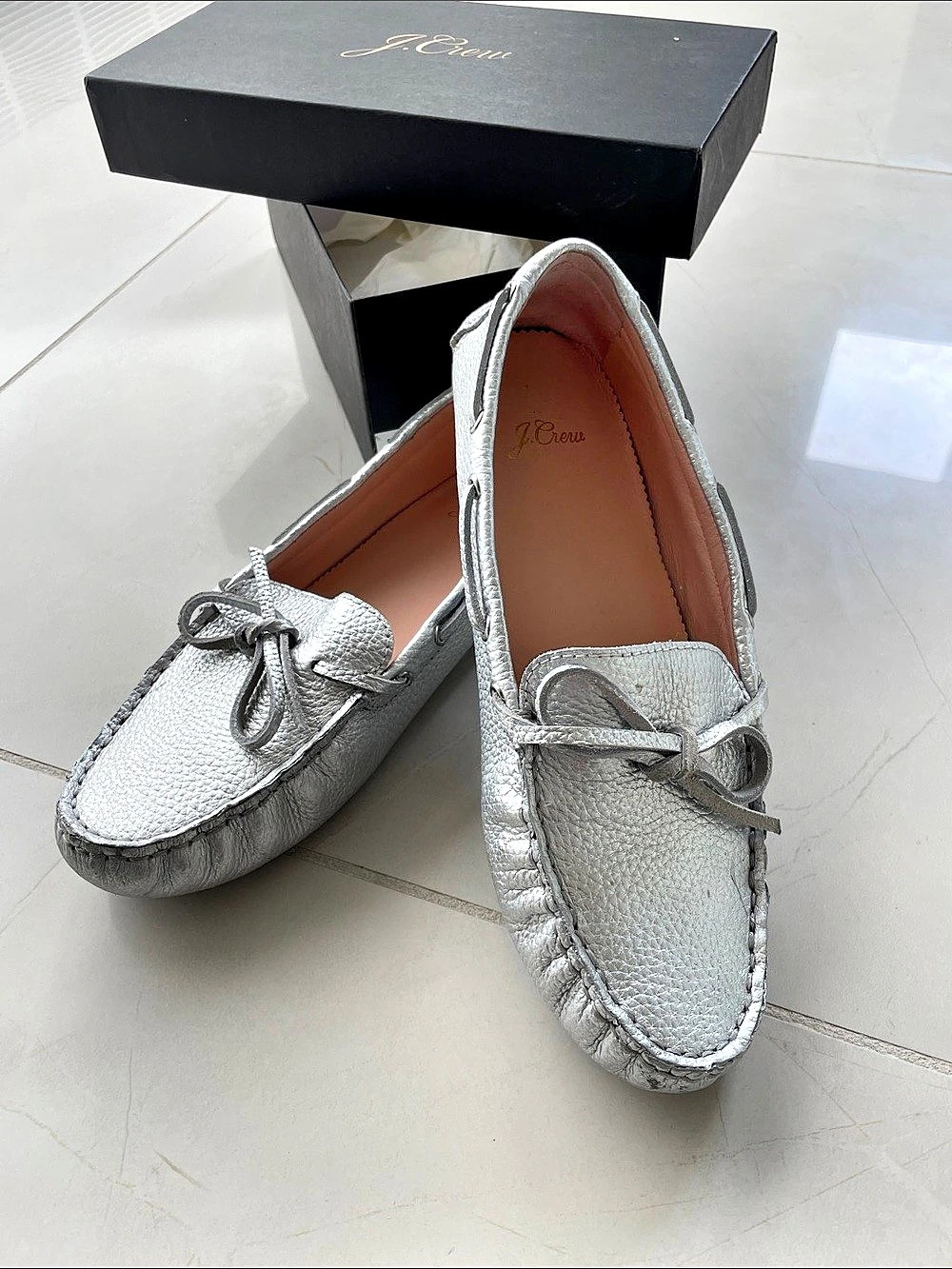 J.Crew leather driving moccasins Silver US 7.5